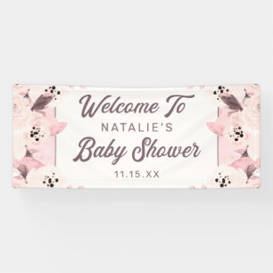 Vintag Blush Blume Baby Girl Dusche Willkommen Banner