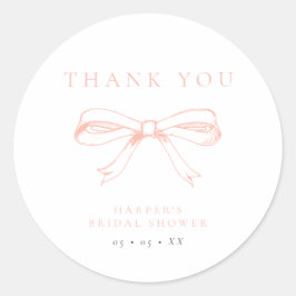 Vintag Blush Bow Brautparty Vielen Dank Runder Aufkleber