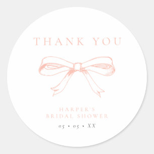 Vintag Blush Bow Brautparty Vielen Dank Runder Aufkleber