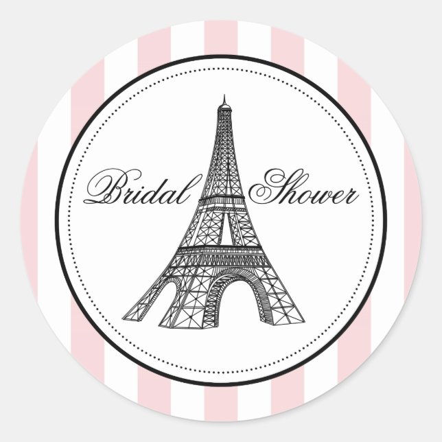 Vintag Blush Eiffel Tower Paris Brautparty Runder Aufkleber (Vorderseite)