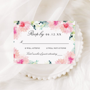 Vintag Blush Floral Watercolor Wedding RSVP Einladung