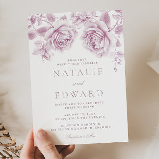 Vintag Blush & Mauve Rose Wunderbare Hochzeit Einladung