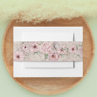 Vintag Blush Peony Wedding Einladungsbanderole