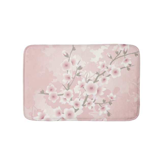 Vintag Blush PInk Cherry Blossom Badematte (Vorderseite)