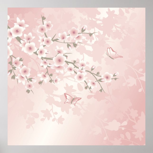 Vintag Blush PInk Cherry Blossom Poster (Vorne)