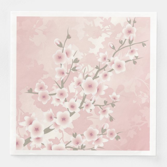 Vintag Blush PInk Cherry Blossom Serviette (Vorderseite)