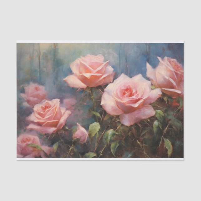 Vintag Blush Pink Roses Decoupage Seidenpapier (Vorderseite)