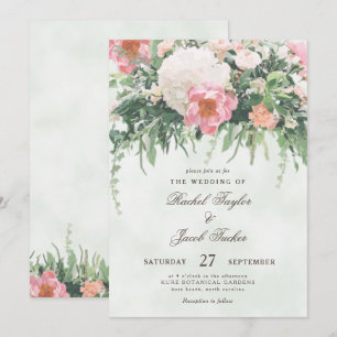 Vintag Blush Pink Roses Wasserfarben Blumenzehen Einladung