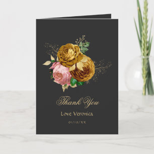 Vintag Blush Pink und Gold Quinceñera Dankeskarte