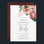 Vintag Blush und Burgund 30. Geburtstag Party Einladung<br><div class="desc">Vintage schicke Rosa- und Bordeaux-Rose 30. Geburtstagsfeier Party Einladung mit Reiseroute,  die schnell und einfach auf Ihre Veranstaltungsspezifikationen zugeschnitten ist.</div>