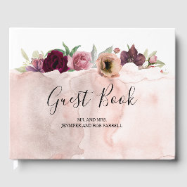 Vintag Blush und Marsala Floral Wedding Gästebuch