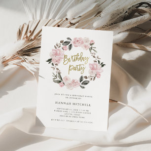 Vintag Blush Watercolor Geburtstagsparty Einladung