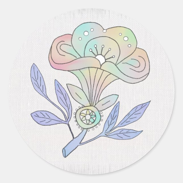 Vintag Blüte Poster Runder Aufkleber (Vorderseite)