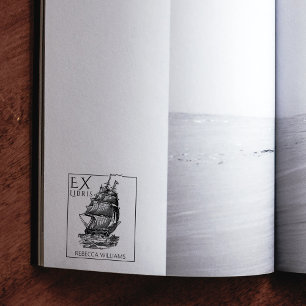Vintag Boat Ex Libris Library Book Gummistempel