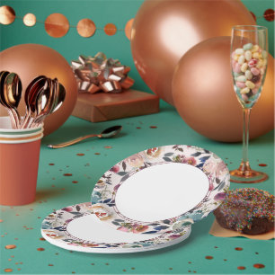 Vintag Boho Blush Marsala Watercolor Pappteller