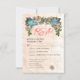 Vintag Boho Blush Pink Floral Storybook Hochzeit RSVP Karte