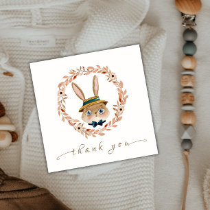Vintag Boho Bunny Wreath Babydusche Dankeskarte