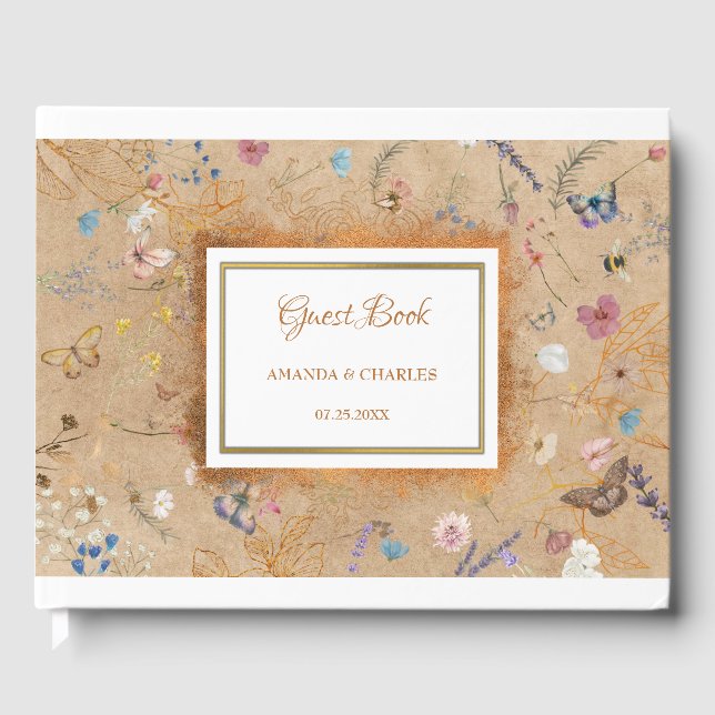 Vintag Boho Butterfly Garden Wedding Gästebuch (Vorderseite)