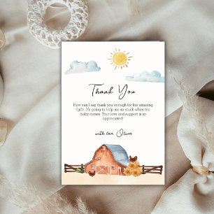 Vintag Boho Farm Barn Baby Shower Dankeskarte