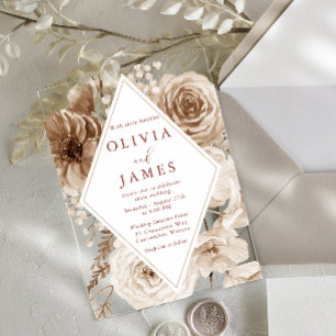 Vintag Boho Floral Frame Wedding Acryleinladungen