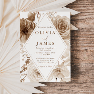 Vintag Boho Floral Frame Wedding Einladung
