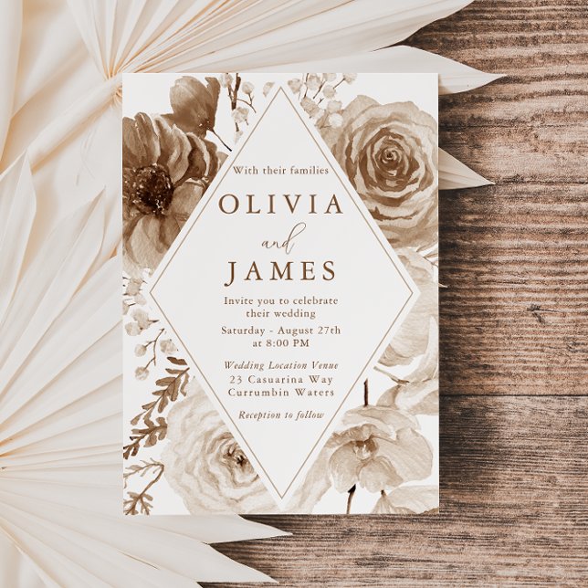 Vintag Boho Floral Frame Wedding Einladung (Von Creator hochgeladen)