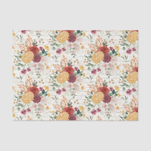 Vintag Boho Floral Hand Schriftbild-Dekoupage Seidenpapier (Vorderseite)