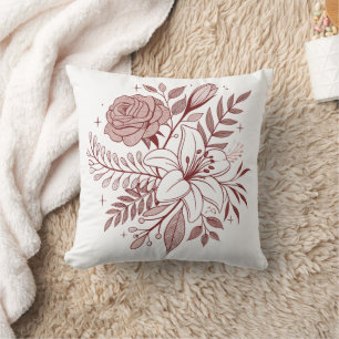 Vintag Boho Floral Illustration Kissen