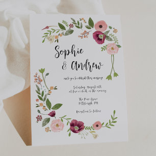 Vintag Boho Floral Wedding Einladung