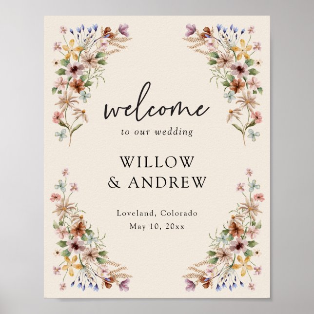 Vintag Boho Floral Welcome Poster (Vorne)