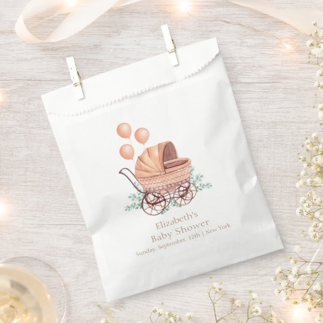 Vintag Boho Greenery Stroller Balloon Baby Shower Geschenktütchen (Ausgeschnitten)