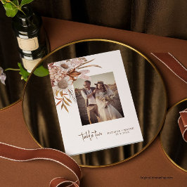 Vintag Boho Herbst Foto Hochzeit Tischnummer