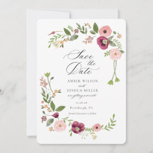 Vintag Boho Pink Floral Wedding Einladung