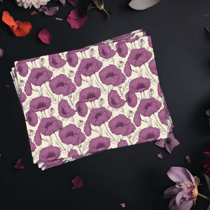 Vintag Boho Poppies Lila und Cream Seidenpapier