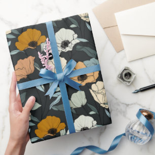Vintag Boho Poppies-Muster Geschenkpapier