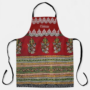 Vintag Boho Red Black Green Personalisiert Schürze