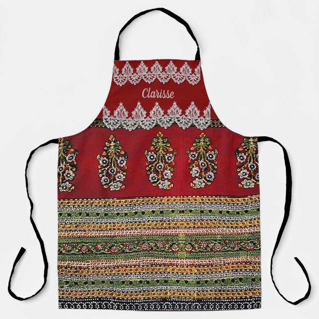 Vintag Boho Red Black Green Personalisiert Schürze (Vorderseite)