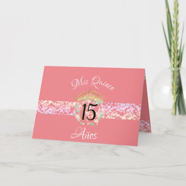 Vintag Boho Rose Gold Rustikale Quinceñera Spanisc Einladung (Vorderseite)