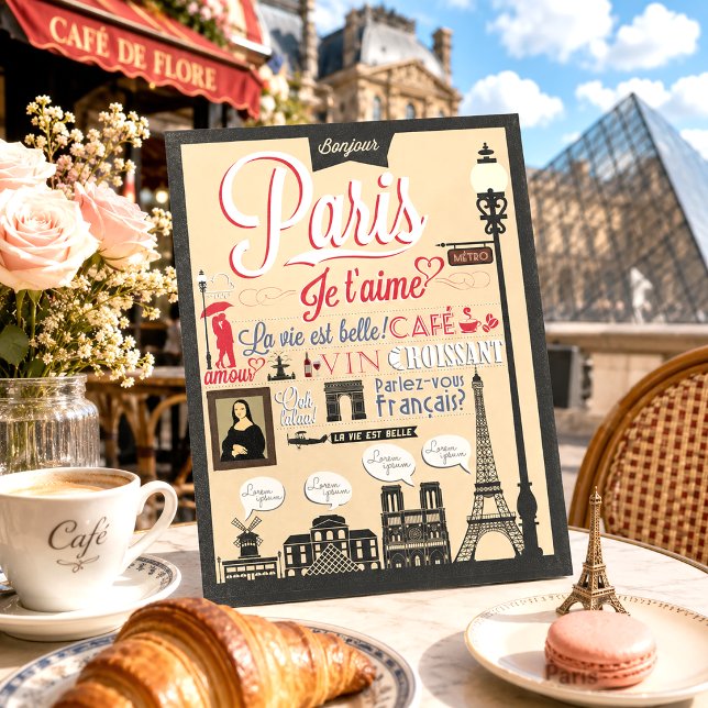 Vintag Bonjour Paris Postkarte (Von Creator hochgeladen)
