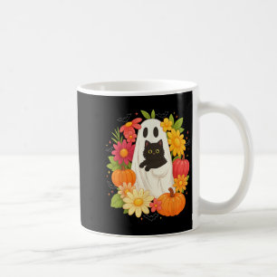 Vintag Boo Halloween Ghost Floral Black Cat Groov Kaffeetasse