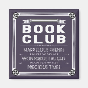 Vintag Book Club Typografie Lila Magnet