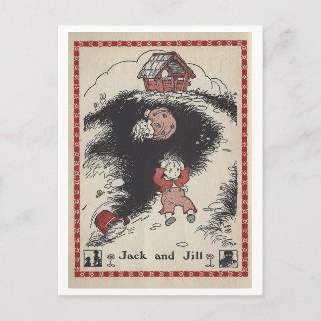 Vintag Book Illustration Jack und Jill Postkarte (Vorderseite)