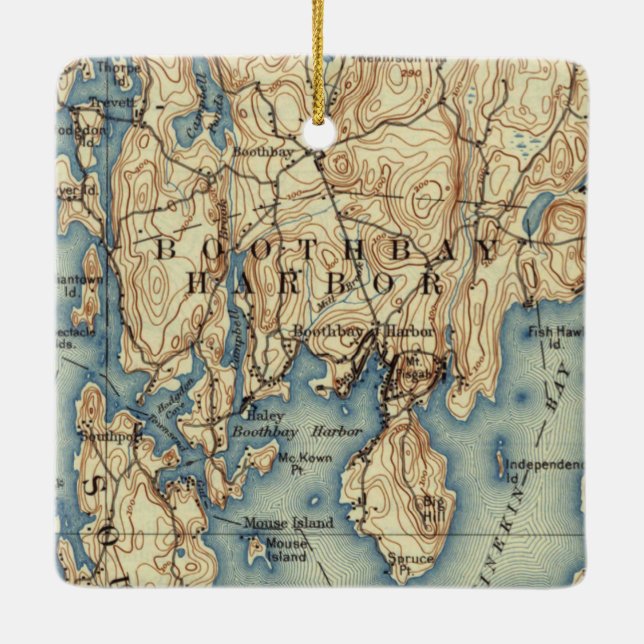 Vintag Boothbay Harbour ME Keramikornament (Rückseite)