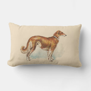 Vintag Borzoi Print Lumbar Cushion Lendenkissen