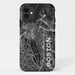 Vintag Boston Black and White Map iPhone Case