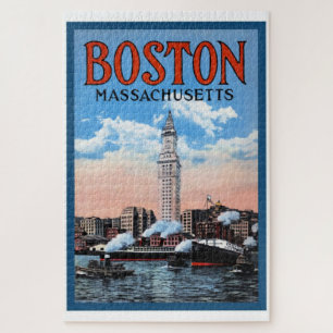Vintag Boston Harbour Massachusetts Reiseplaner Puzzle