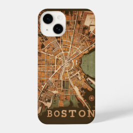 Vintag Boston Massachusetts Map, Boston Ma Us Map iPhone 14 Hülle
