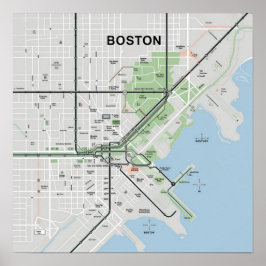 Vintag Boston Massachusetts Map, Boston Ma Us Map Poster