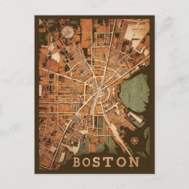 Vintag Boston Massachusetts Map, Boston Ma Us Map Postkarte
