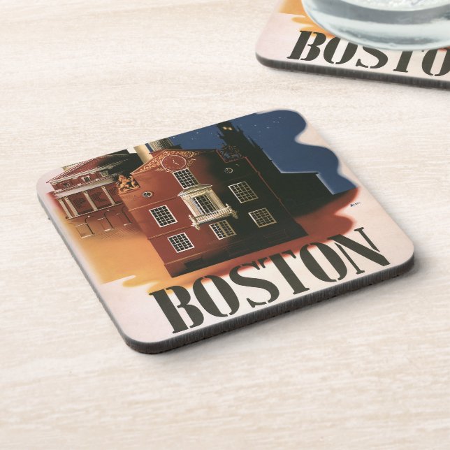 Vintag Boston, Massachusetts Paul Reveres Reise Getränkeuntersetzer (Linke Seite)